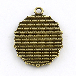 Tibetischer Stil oval Legierung Anhänger Fassungen&nbsp;TIBEP-Q049-05AB-NR