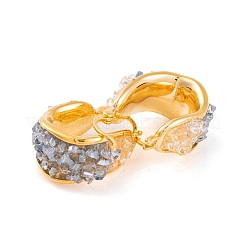U字型真鍮&ガラスチップフープピアス（女性用）  14KGP本金メッキ  23x11mm&nbsp;EJEW-G391-03G
