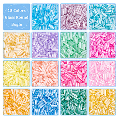 90g 15色ガラス丸型ラッパ  セイロン  ミックスカラー  2x6mm  穴：0.8mm  約6g /カラー&nbsp;GLAA-PH0003-19