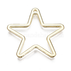 ラックメッキ合金ペンダント  カドミウムフリー＆鉛フリー  スター  ライトゴールド  30.5x31x2mm  穴：1.6mm&nbsp;PALLOY-T077-74LG-RS