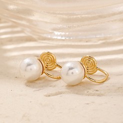 Простые и элегантные винтажные латунные круглые клипсы с имитацией жемчуга UF6874