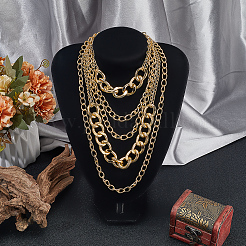 1 шт. алюминиевая кубинская цепочка из нескольких слоев для женщин&nbsp;NJEW-SP0001-10G