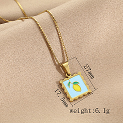 Collares con colgante de estampado de frutas esmaltado en acero inoxidable 304 para mujer&nbsp;WGD7D75-03