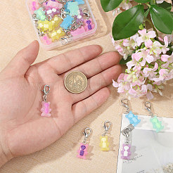 24 шт. 6-х цветная подвеска в виде медведя из смолы&nbsp;HJEW-CA00093