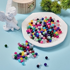 375шт 15 цвета круглые бусины из натурального белого нефрита и эластичная нить&nbsp;DIY-SZ0004-21