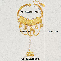 Элегантный латунный браслет с цветочным узором в ближневосточном стиле с цепочками из монет TF1222