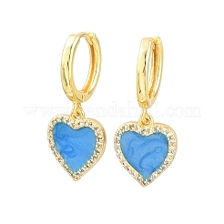 Boucles d'oreilles créoles pendantes en laiton serties de micro-pavés de zirconiums cubiques&nbsp;KK-CBA8324-16G-06