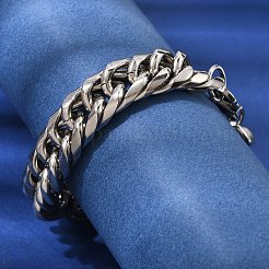 201 bracciali a catena cubana in acciaio inossidabile per uomo e donna&nbsp;STAS-T077-21P-02