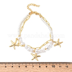 Браслеты с подвесками в виде морских звезд из нержавеющей стали 304 для женщин BJEW-F520-06G