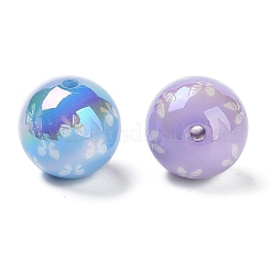 Переливающиеся акриловые бусины с принтом и УФ-покрытием&nbsp;OACR-O008-01