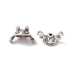 合金ビーズキャップセット  カエル  アンティークシルバー  7~8.5x14~14.5x8mm  穴：1.4mm  10のセット/袋&nbsp;FIND-E033-01AS