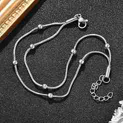 304 нержавеющая сталь цепи спутник многорядные браслеты для мужчин и женщин BJEW-Q038-11P