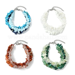 Bracelets multi-rangs en perles de pierres précieuses naturelles et synthétiques mélangées pour femmes&nbsp;BJEW-JB13986