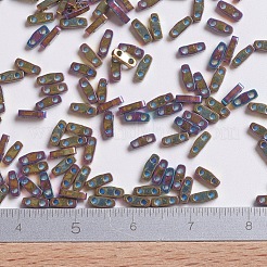 MIYUKIクォーターティラビーズ  日本製シードビーズ  2穴  （qtl188)メタリックパープルゴールドアイリス  5x1.2x1.9mm  穴：0.8mm  約2400個/50g&nbsp;SEED-X0054-QTL188
