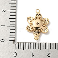 Подвески-коннекторы из латуни с прозрачным кубическим цирконием и цветочными звеньями KK-K378-24G