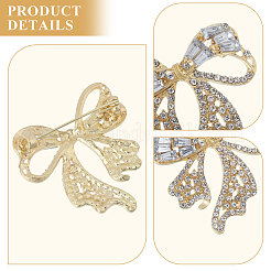 4 шт. 4 стиля броши-банты из цинкового сплава со стразами для одежды рюкзака&nbsp;JEWB-FH0002-02