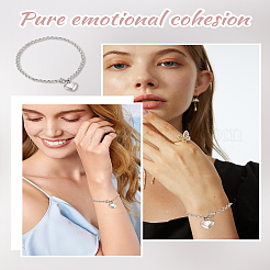 1шт браслеты с подвесками в форме сердца из нержавеющей стали 304&nbsp;BJEW-LP0001-14