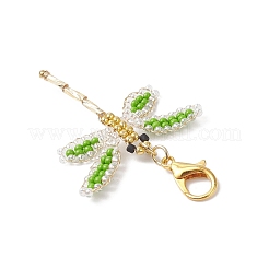 Подвеска из стеклянного бисера в виде стрекозы&nbsp;HJEW-MZ00387