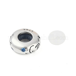 スターリングシルバーのカラフルなキュービックジルコニアのヨーロッパビーズ925個  ロンデルビーズ  蠍座  9.5x3.5mm  穴：4.5mm&nbsp;STER-R005-01AS-08