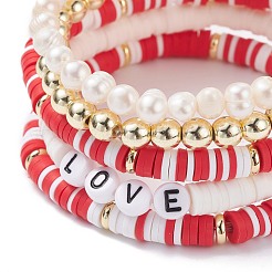 Набор браслетов хейши ручной работы из полимерной глины BJEW-JB07401