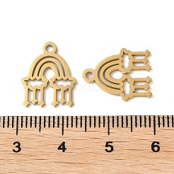イオンプレーティング（IP）304ステンレスペンダント  手動研磨  レインボータッセルチャーム  ゴールドカラー  15x12x1mm  穴：1.6mm&nbsp;STAS-Q303-19G