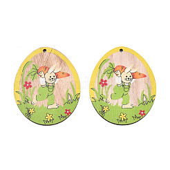 Большие подвески из дерева с односторонним принтом WOOD-N005-90-B01