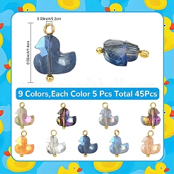 45шт 9 цвета стеклянные подвески&nbsp;PALLOY-YW00136