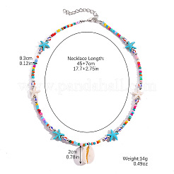 Летние пляжные натуральные ракушки подвески стеклянные бусины ожерелья для женщин&nbsp;FS-WGEF253-02