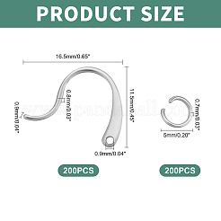 200 шт. крючки для сережек-гвоздиков из нержавеющей стали 304 и 200 шт. соединительных колец STAS-UN0034-93
