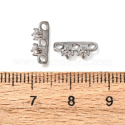 Distanziatori in ottone con zirconi cubici trasparenti a 3 foro&nbsp;KK-K422-21P