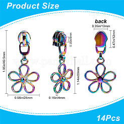 14 шт. сменные бегунки для молнии из цинкового сплава с цветком № 5 FIND-GF0005-70C