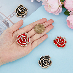 4 шт. 2-цветная брошь-булавка в виде цветка со стразами JEWB-HY0001-08