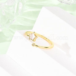 Манжеты из латуни с микро паве кубический цирконий для женщин&nbsp;RJEW-K309-39B-G