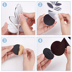 5 набор из 5-х акриловых держателей для заметок с черными и белыми листьями и цветами&nbsp;OFST-OC0004-29