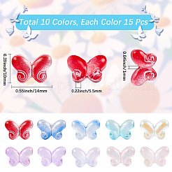 150 шт. 10-цветные прозрачные стеклянные бусины для выпечки&nbsp;GLAA-LT0001-03