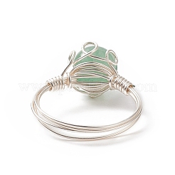 Anello da dito con perline intrecciate in avventurina verde naturale&nbsp;RJEW-TA00066-02