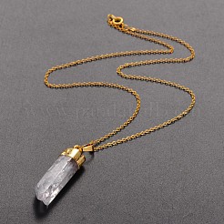 Laiton cristal naturel colliers crayon pendentif&nbsp;NJEW-JN01141