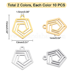 20 шт. 2 цвета 201 подвески из нержавеющей стали&nbsp;STAS-UN0031-02