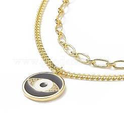Insieme della collana del pendente dell'occhio di cavallo di zirconi cubici chiari di stile 2pcs 2&nbsp;NJEW-JN04044