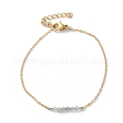 Браслеты из звеньев натурального лабрадорита из нержавеющей стали 304&nbsp;BJEW-A036-15G