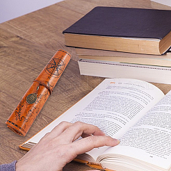 Stifttasche aus Leder mit Karten- und Kompassmuster&nbsp;AJEW-WH0348-59