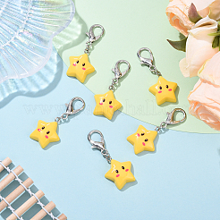 6 шт. подвесных украшений в виде звезд из непрозрачной смолы&nbsp;HJEW-YW00147