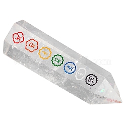 Чакры натуральный кварцевый кристалл шестиугольная колонна украшение PW-WG6E092-01