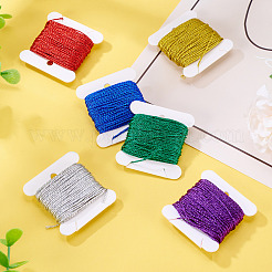 6 шт. 6-х цветные 12-х слойные полиэстеровые металлизированные нитки для вышивки DIY-TAC0020-74