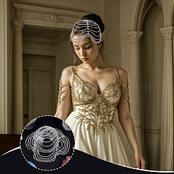 Stirnbänder aus legiertem Strass-Mesh&nbsp;OHAR-WH0021-50
