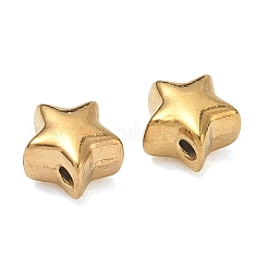 304ステンレススチールビーズ  スター  イオンプレーティング（ip）  18KGP本金メッキ  6.5x6.5x4mm  穴：1mm&nbsp;SA-CBA740F-22G