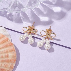 Серьги-пусеты из латуни с бантом и подвесками&nbsp;EJEW-TA00401