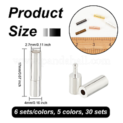 30 комплект 5-х цветных латунных штыковых застежек KK-OC0001-37C