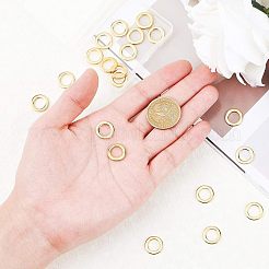 304ステンレススチールリンクリング  リング  ゴールドカラー  14x2mm  内径：9mm  20個/箱&nbsp;STAS-UN0005-31