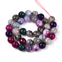 Нити окрашенных и нагретых натуральных агатовых бус с огненным кракелюром&nbsp;G-N359-01B-11